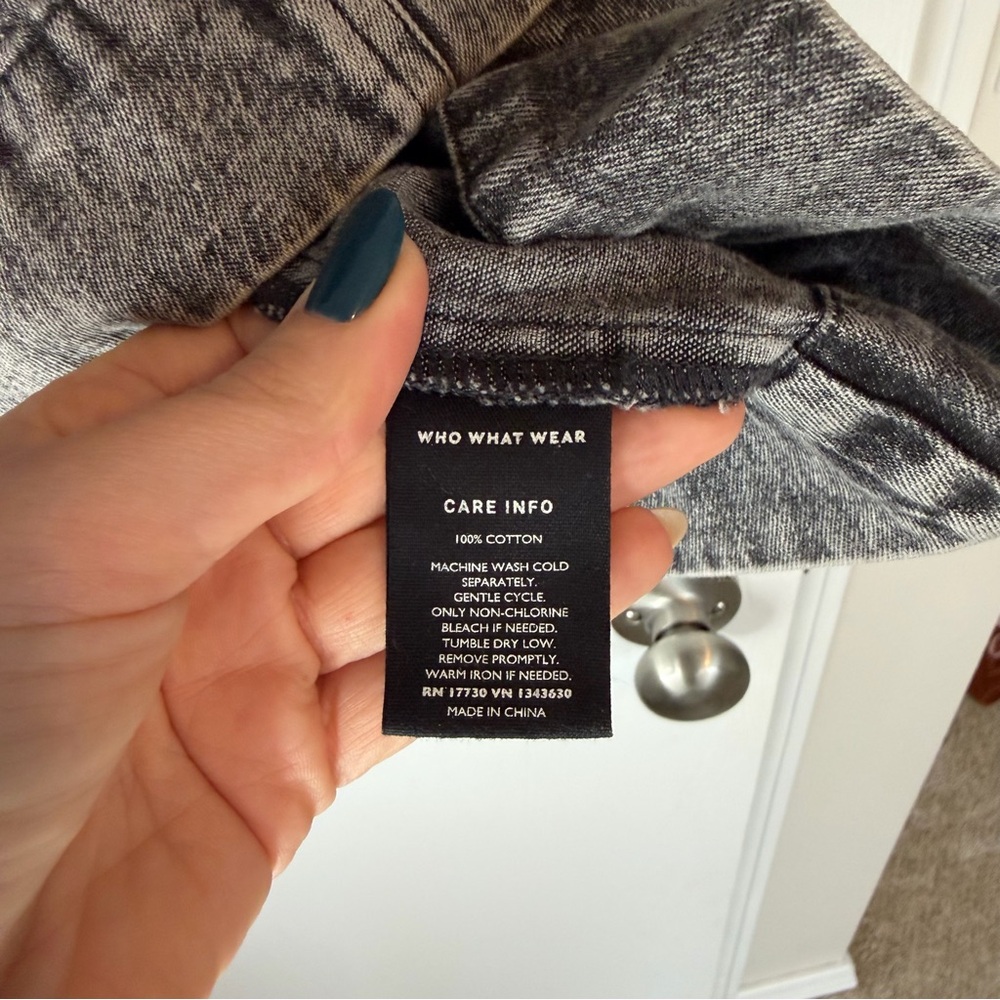 Who What Wear Charcoal Denim Shirt Dress - Picture 7 of 12